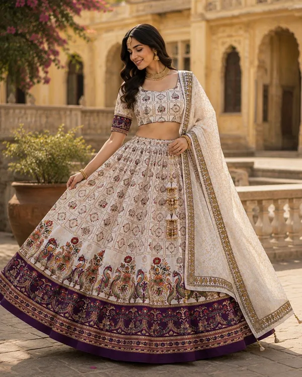 Ivory_Rayon_Floral_Paisley_Print_Lehenga_Choli_Set_For_Women
