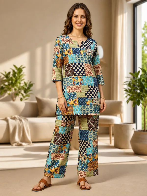 Multicolor_Rayon_Straight_Fit_Kurta_Co-Ord_Set_For_Women