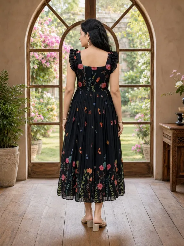 Black_Muslin_Cotton_Floral_Fit_And_Flare_Maxi_Dress_For_Women