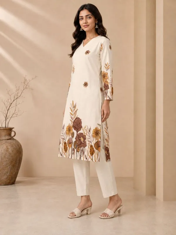 Cream_Cotton_Printed_Straight_Kurta_Set_For_Women