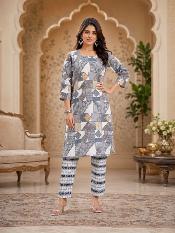 Grey_Cotton_Straight_Geometric_Print_Kurta_Set_For_Women
