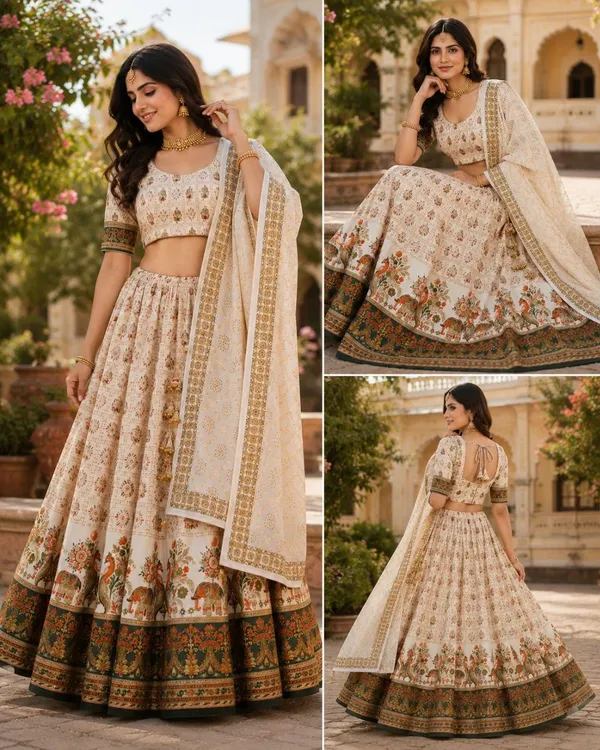 Ivory_Rayon_Floral_Paisley_Print_Lehenga_Choli_Set_For_Women