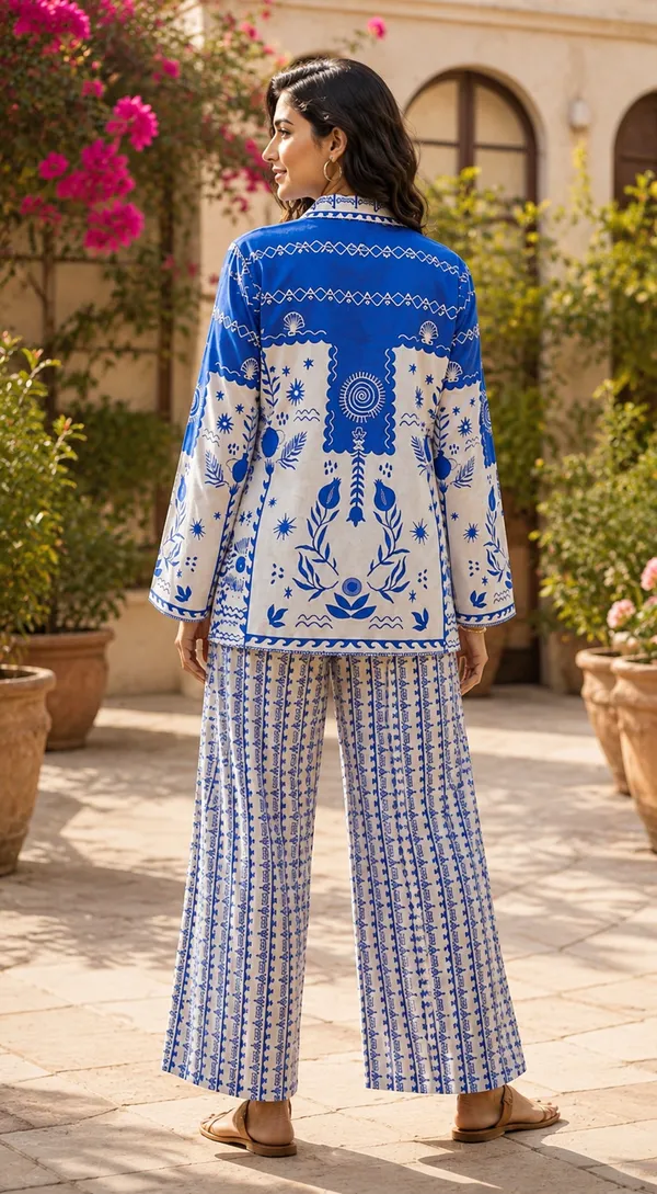 Blue_Polycotton_Relaxed_Fit_Printed_Kurta_Palazzo_Set_For_Women