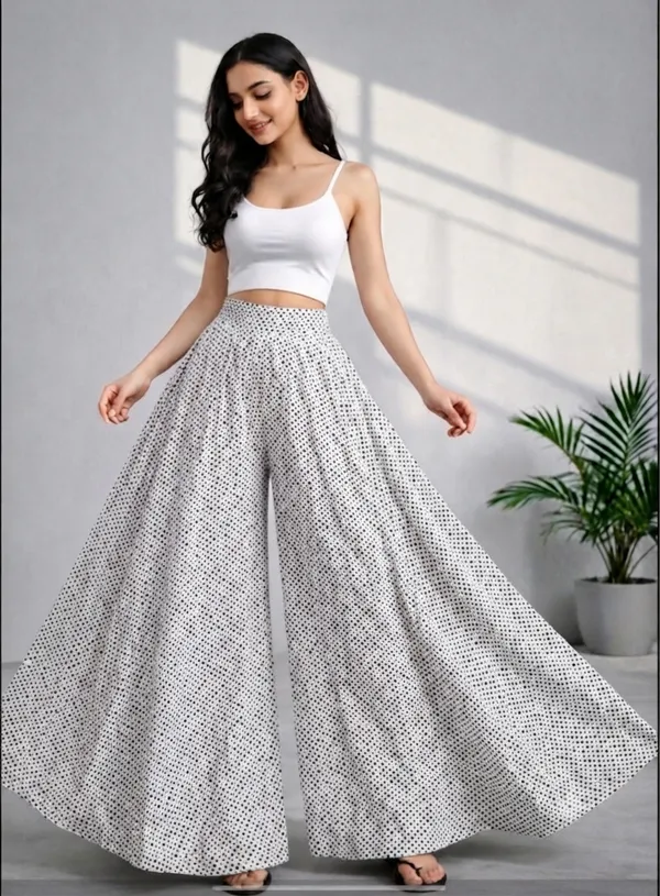 White_Crepe_Wide_Leg_Geometric_Print_Palazzo_Pants_For_Women