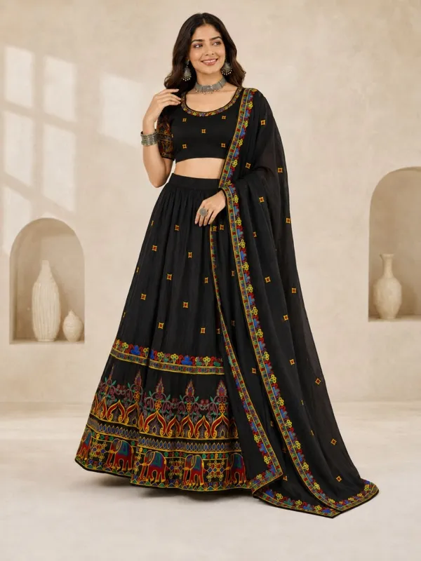 Black_Art_Silk_Printed_Flared_Lehenga_Choli_For_Women