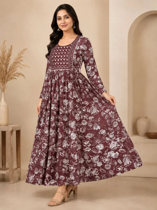 Maroon_Rayon_Flared_Floral_Print_Anarkali_Kurta_For_Women