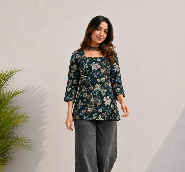 Black_Vartican_Peplum_Floral_Print_Short_Kurti_For_Women