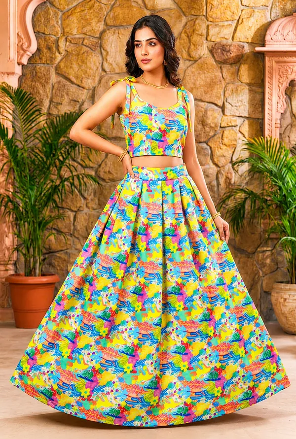 Multicolor_Polycotton_Printed_Flared_Lehenga_Choli_For_Women