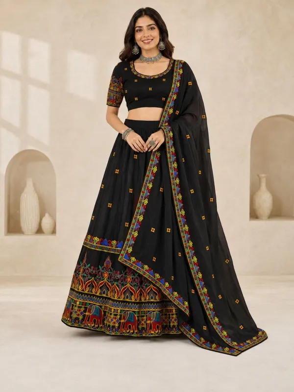 Black_Art_Silk_Printed_Flared_Lehenga_Choli_For_Women