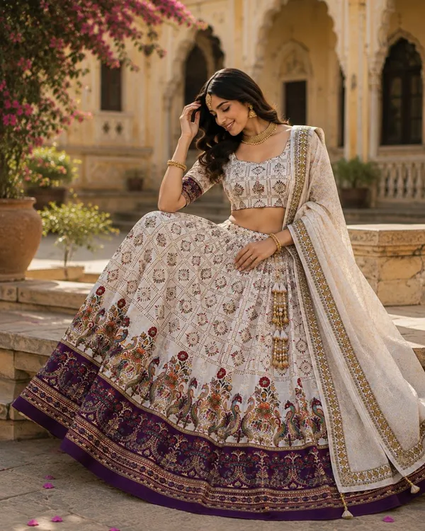 Ivory_Rayon_Floral_Paisley_Print_Lehenga_Choli_Set_For_Women
