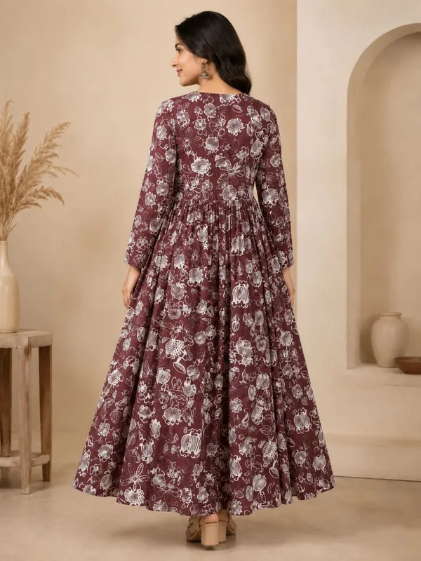 Maroon_Rayon_Flared_Floral_Print_Anarkali_Kurta_For_Women