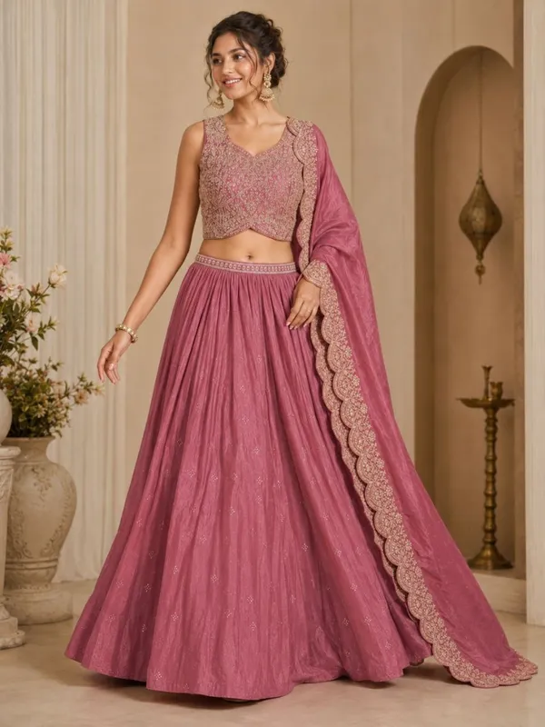 Pink_Chinon_Polyester_Embroidered_Flared_Lehenga_Choli_For_Women