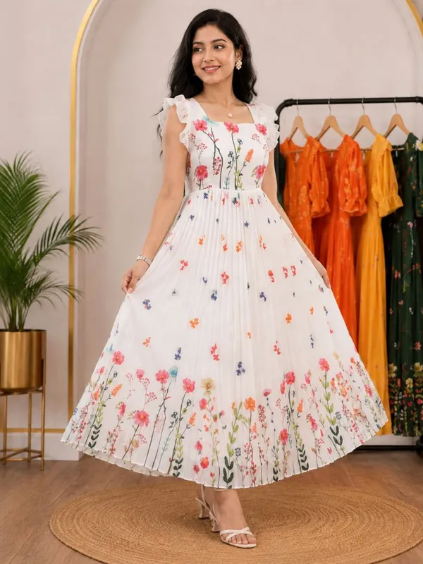 White_Muslin_Cotton_Floral_Flared_Maxi_Dress_For_Women