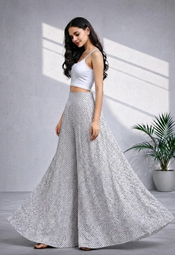 White_Crepe_Wide_Leg_Geometric_Print_Palazzo_Pants_For_Women