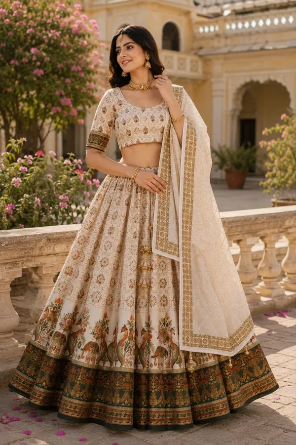 Ivory_Rayon_Floral_Paisley_Print_Lehenga_Choli_Set_For_Women