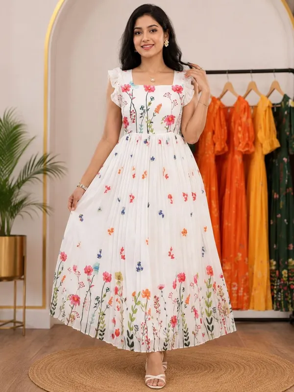 White_Muslin_Cotton_Floral_Flared_Maxi_Dress_For_Women