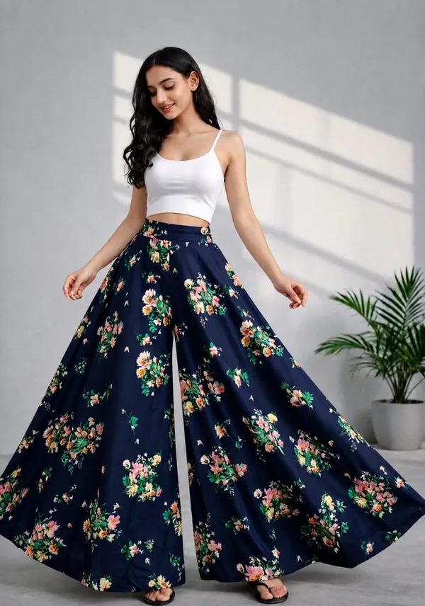 Navy_Crepe_Wide_Leg_Floral_Print_Palazzo_Pants_For_Women