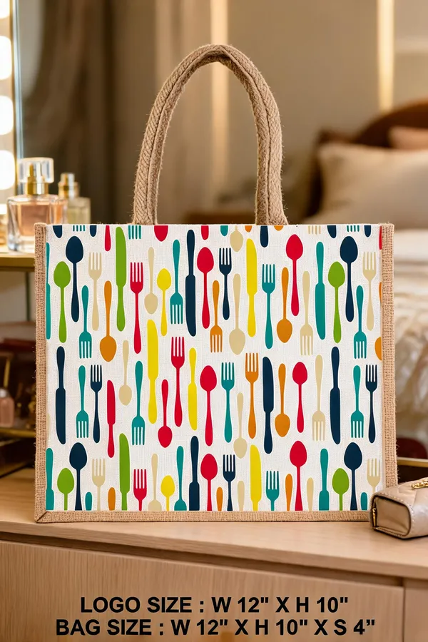 Multicolor_Jute_Cutlery_Print_Lunch_Bag_For_Everyone