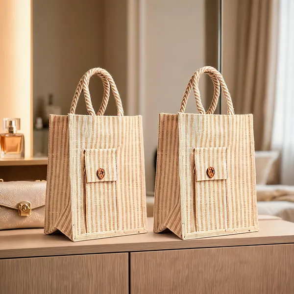 Pack_Of_2_Beige_Jute_Striped_Tote_Bag_With_Front_Pocket_For_Everyone