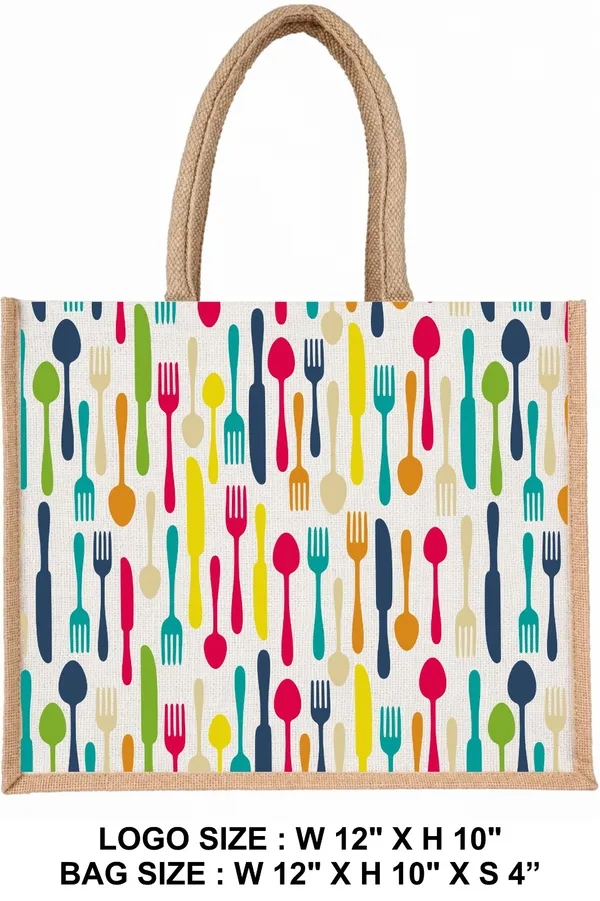 Multicolor_Jute_Cutlery_Print_Lunch_Bag_For_Everyone
