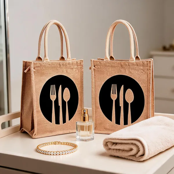 Pack_Of_2_Black_Jute_Cutlery_Print_Zipper_Lunch_Bag_For_Everyone