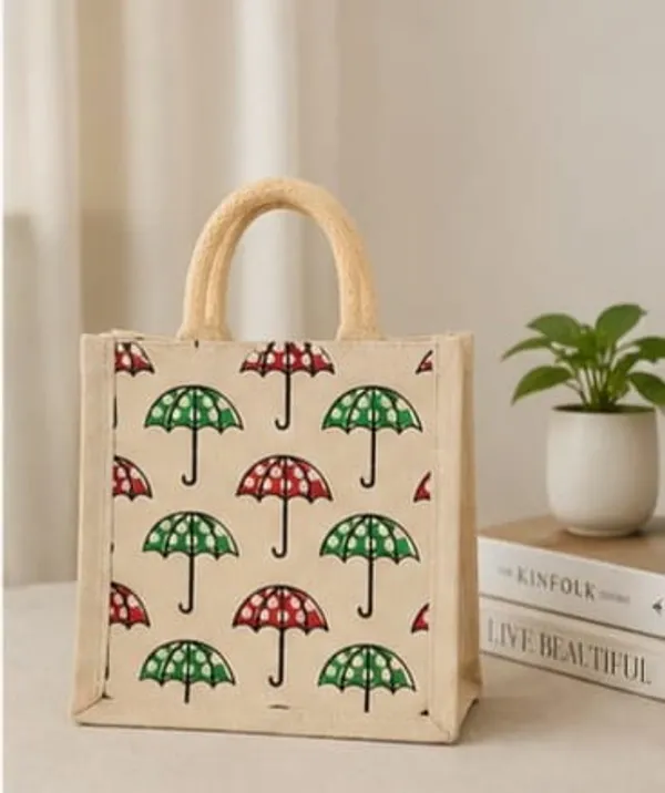 Multicolour_Jute_Umbrella_Printed_Zip_Canvas_Bag_For_Unisex