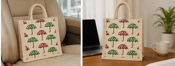 Multicolour_Jute_Umbrella_Printed_Zip_Canvas_Bag_For_Unisex