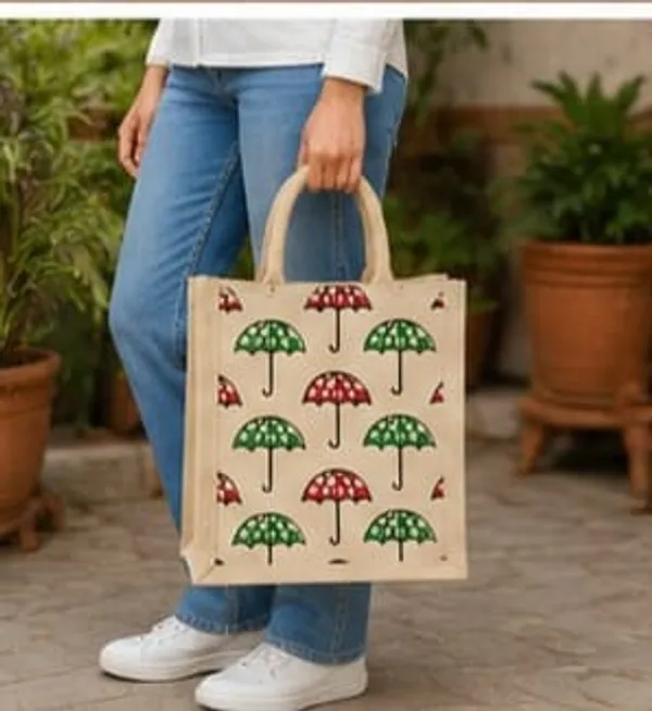 Multicolour_Jute_Umbrella_Printed_Zip_Canvas_Bag_For_Unisex