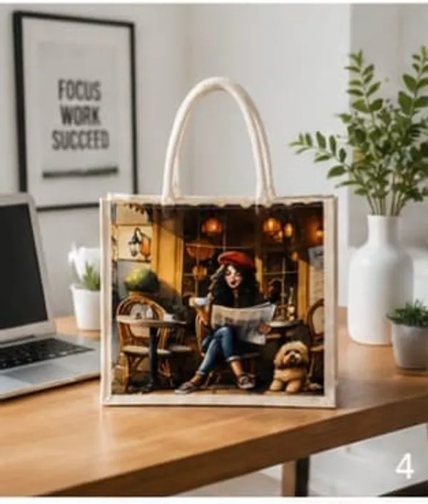 Beige_Blue_Cotton_Printed_Zippered_Tote_Bag_For_Unisex
