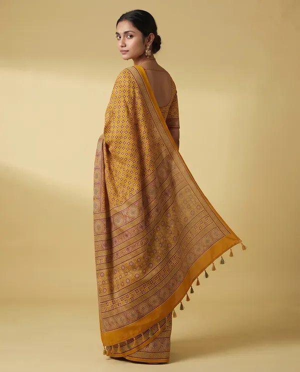 Silk_Ajrakh_print_with_mirror_work_saree