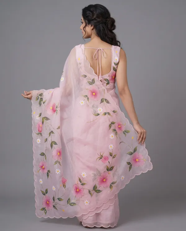 Hand_Printed_Bead_work_Organze_Saree