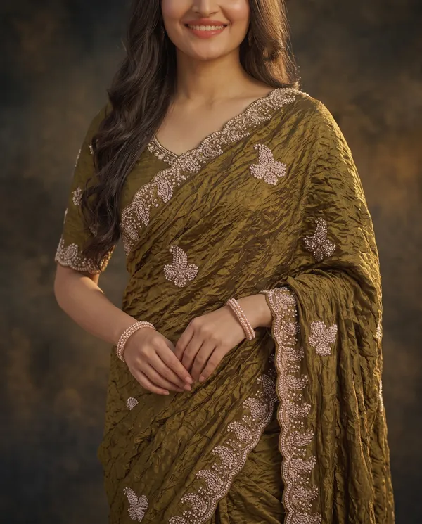 Crushed_Tissue_Silk_Bead_Work_Saree