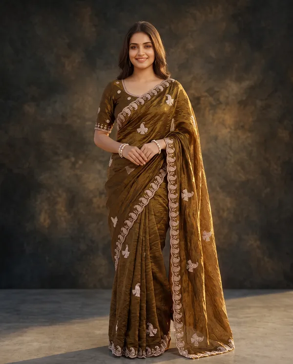 Crushed_Tissue_Silk_Bead_Work_Saree