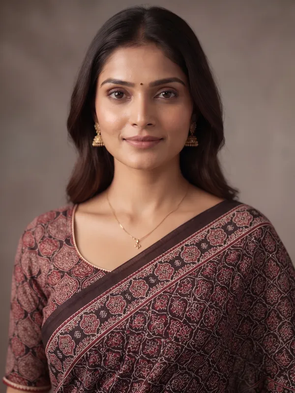 Silk_Ajrakh_print_with_mirror_work_saree