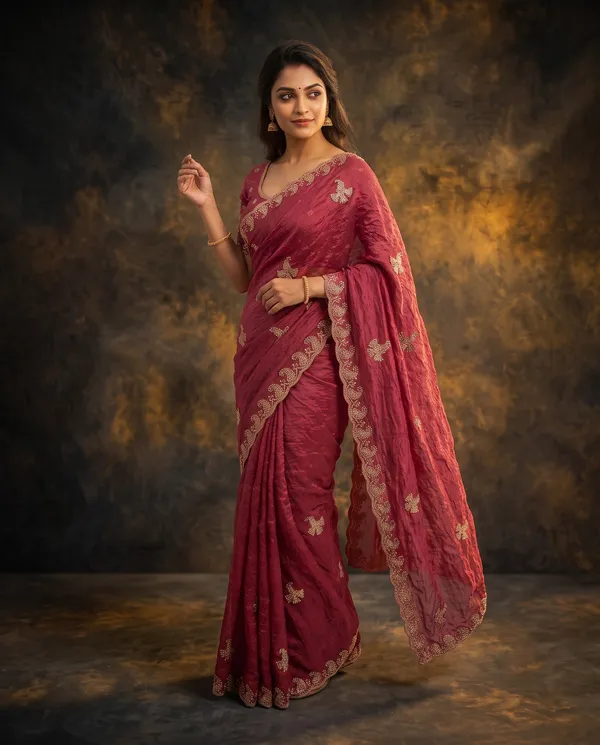 Crushed_Tissue_Silk_Bead_Work_Saree