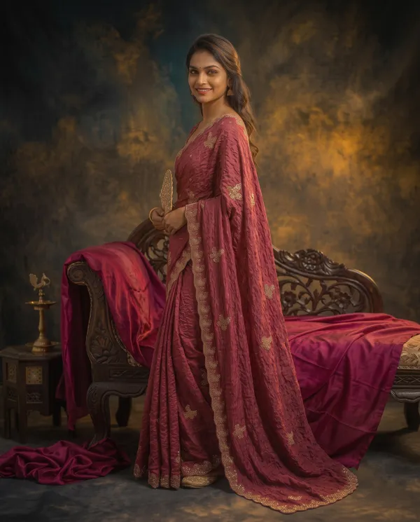 Crushed_Tissue_Silk_Bead_Work_Saree