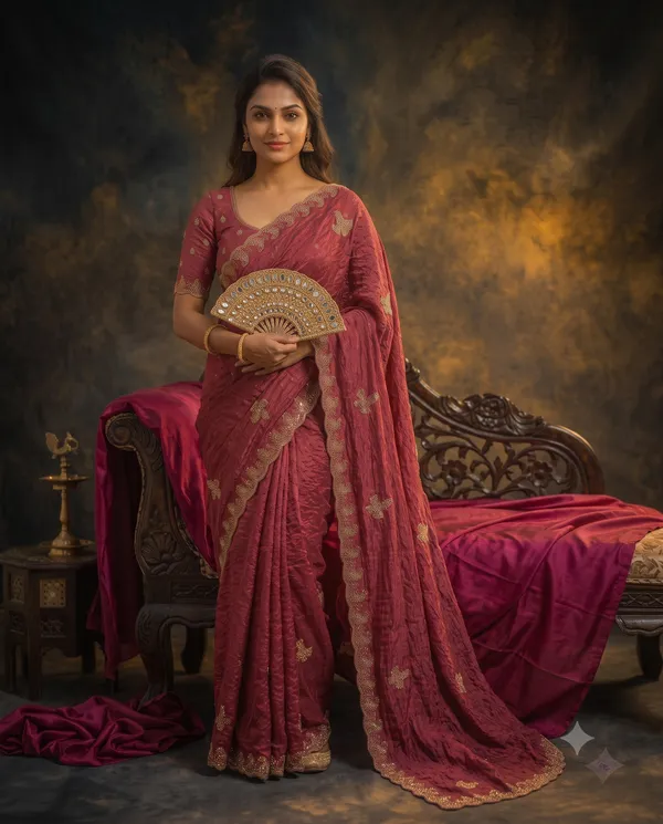 Crushed_Tissue_Silk_Bead_Work_Saree