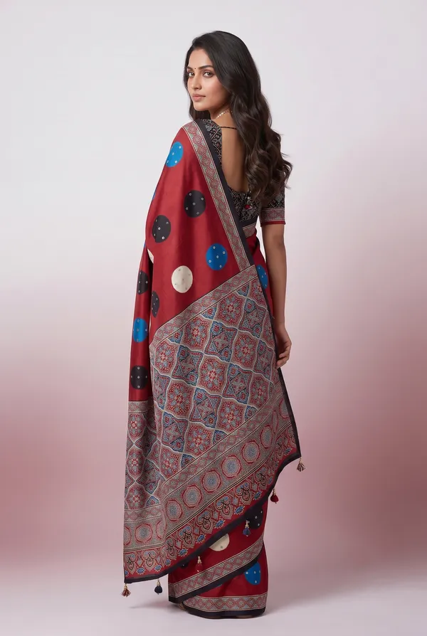 Crepe_Ajrakh_print_with_mirror_work_saree