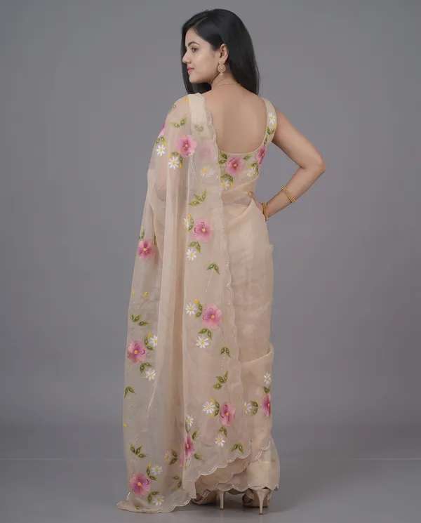 Hand_Printed_Bead_work_Organze_Saree