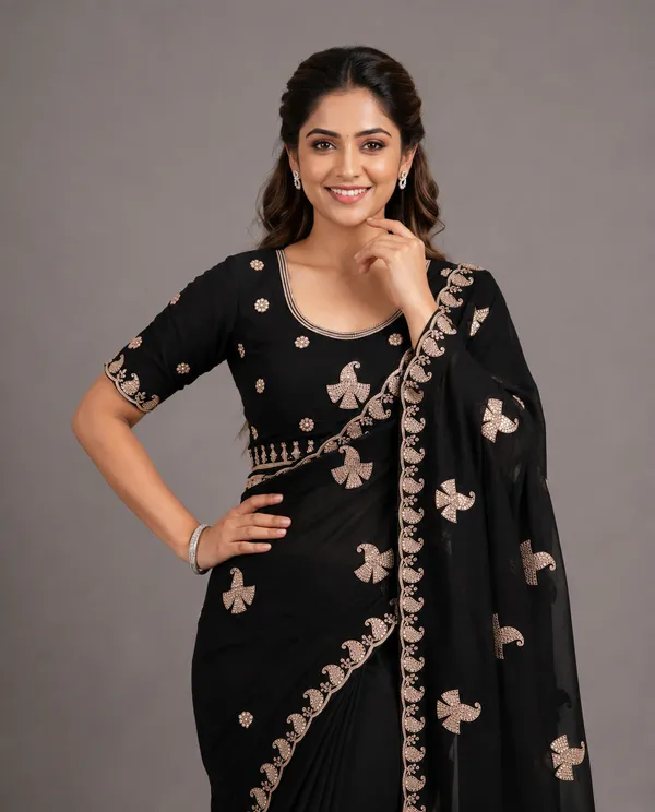 Crushed_Tissue_Silk_Bead_Work_Saree