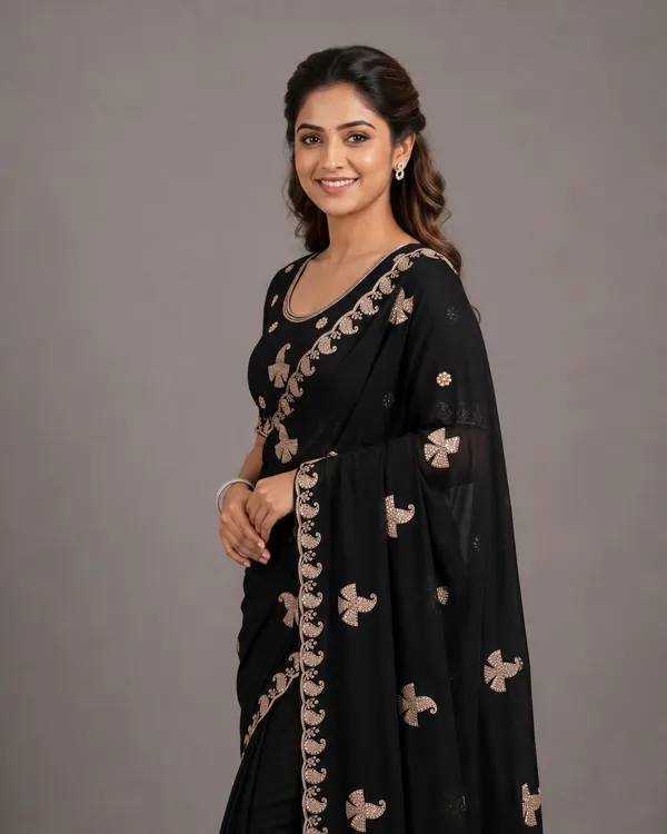 Crushed_Tissue_Silk_Bead_Work_Saree