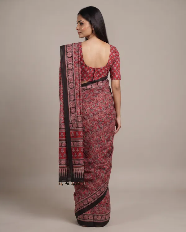 Satin_Ajrakh_print_with_mirror_work_saree