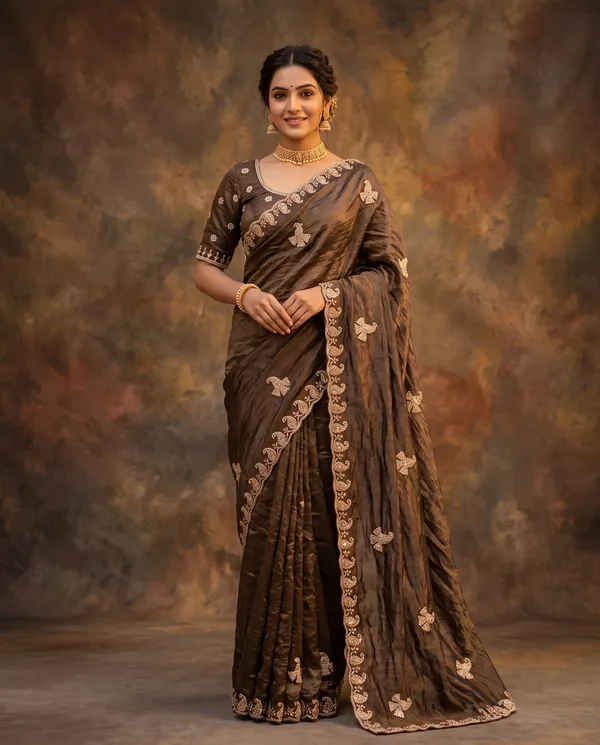 Crushed_Tissue_Silk_Bead_Work_Saree