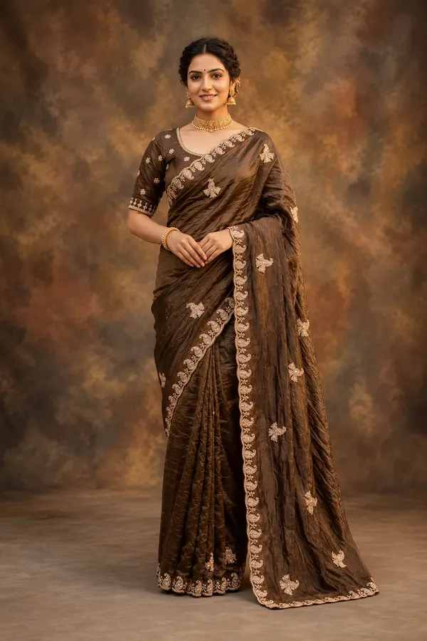 Crushed_Tissue_Silk_Bead_Work_Saree