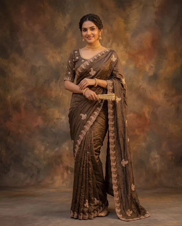Crushed_Tissue_Silk_Bead_Work_Saree