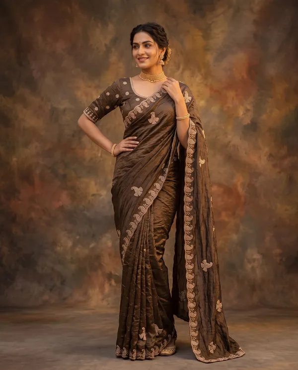 Crushed_Tissue_Silk_Bead_Work_Saree