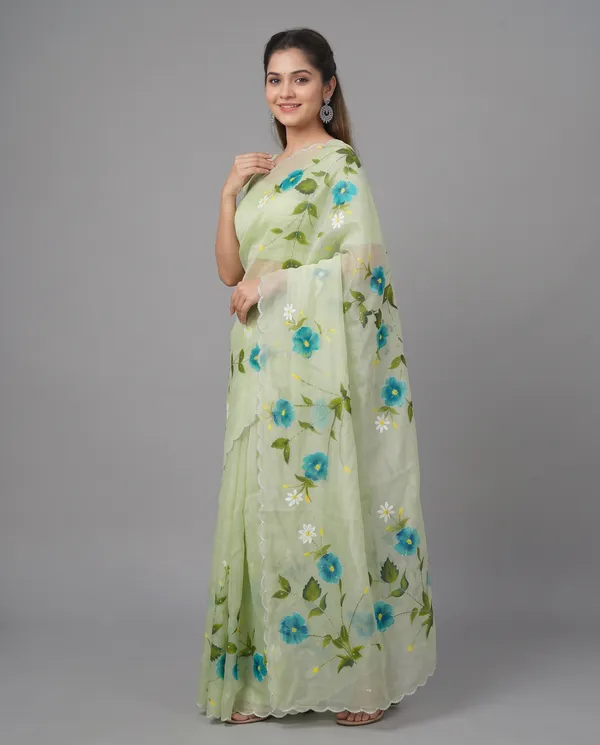 Hand_Printed_Bead_work_Organze_Saree