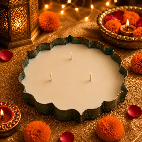 Metal_Festive_Diwali_Large_Green_Urli_Candle
