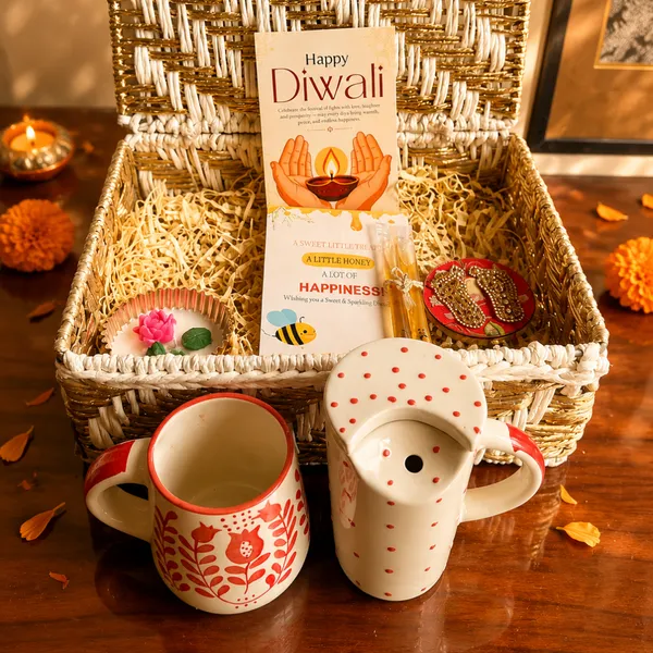 Artecasa_Red_Tumbler_&_Mug_Diwali_Gift_Basket_Hamper