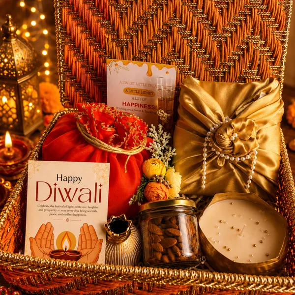 Metal_Festive_Diwali_Orange_Gift_Basket_With_German_Silver_Box_&_Dry_Fruit_Jar